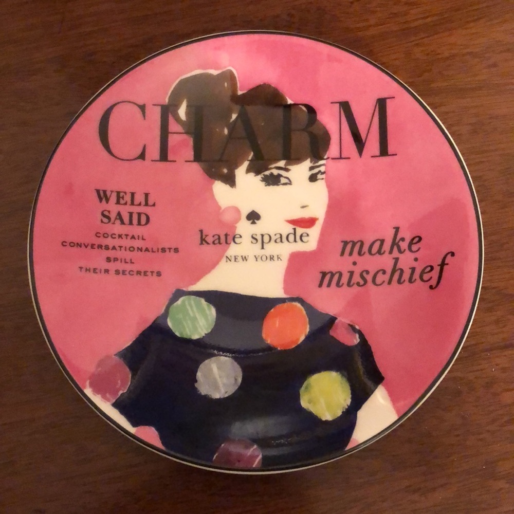 NWT KATE SPADE Decorative Plate Make Headlines CHARM by Lenox 6”